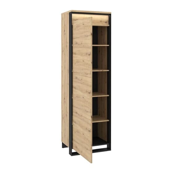 Qesso Storage Cabinet Tall 1 Door In Artisan Oak With LED_2