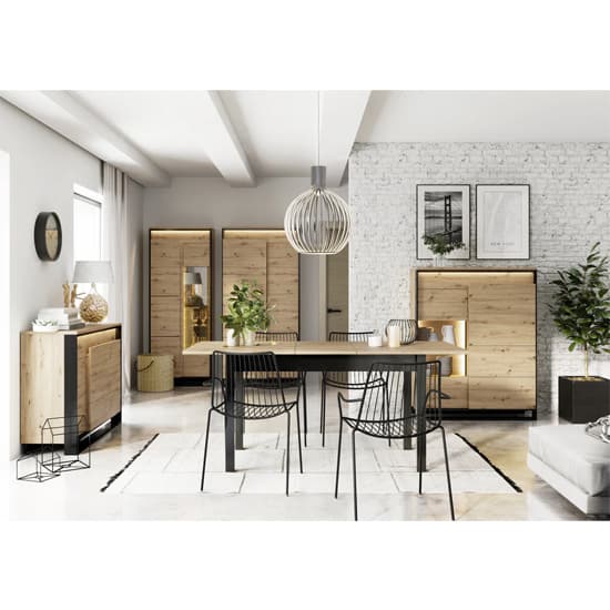 Qesso Storage Cabinet Tall 1 Door In Artisan Oak With LED_3