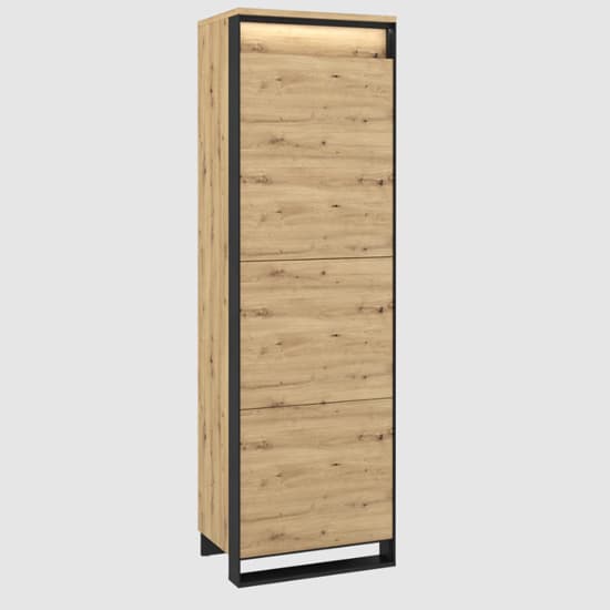 Qesso Storage Cabinet Tall 1 Door In Artisan Oak With LED_1