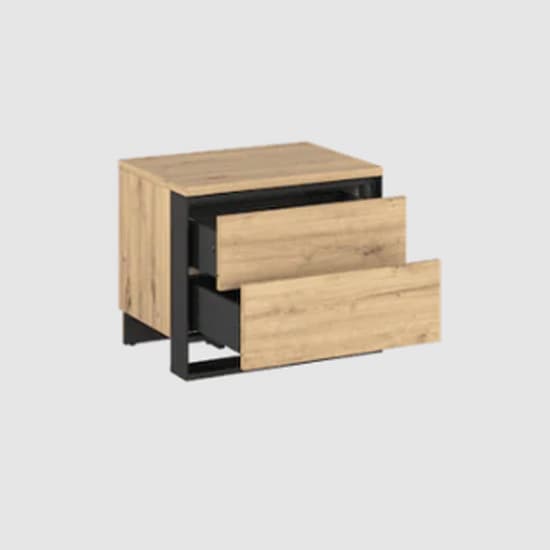Qesso Wooden Bedside Table In Artisan Oak With LED_3