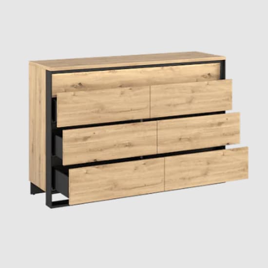 Qesso Wooden Chest Of 6 Drawers In Artisan Oak With LED_2