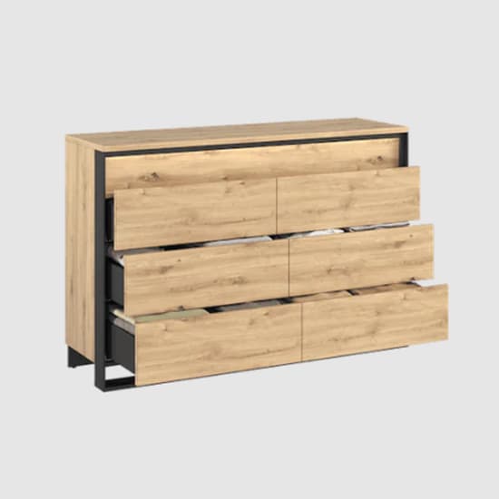 Qesso Wooden Chest Of 6 Drawers In Artisan Oak With LED_3