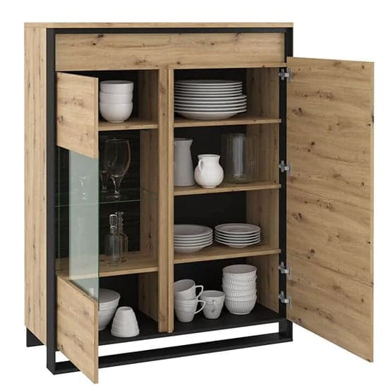 Qesso Wooden Display Cabinet 2 Doors In Artisan Oak With LED_2