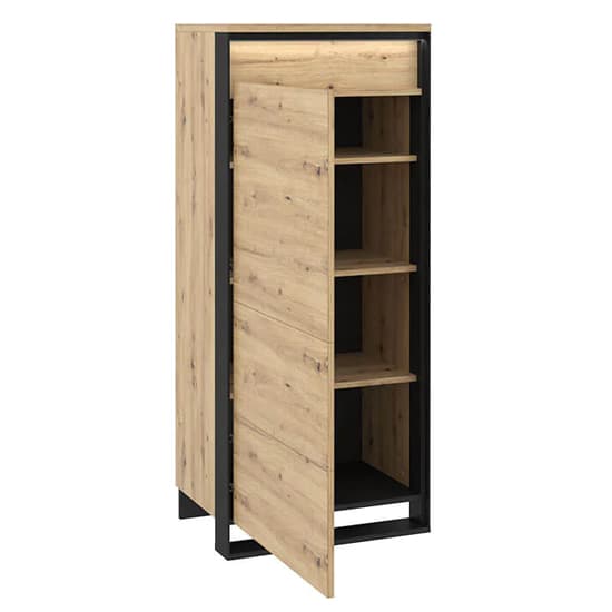 Qesso Wooden Storage Cabinet 1 Door In Artisan Oak With LED_2