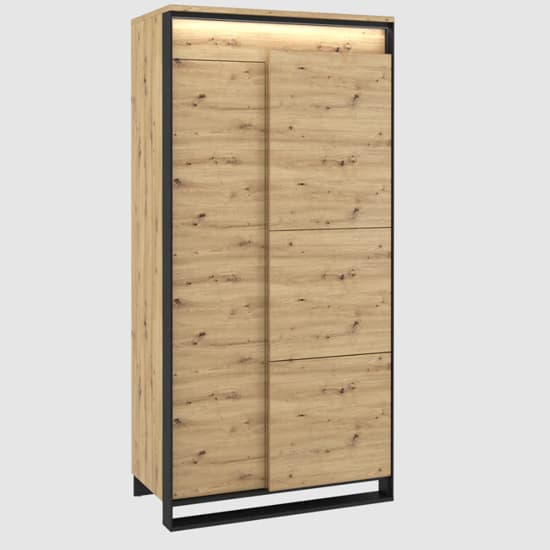 Qesso Wooden Wardrobe With 2 Doors In Artisan Oak And LED_1