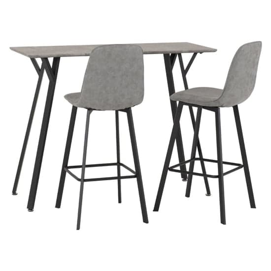 Qinson Wooden Bar Table In Concrete Effect 2 Grey Bar Chairs_2