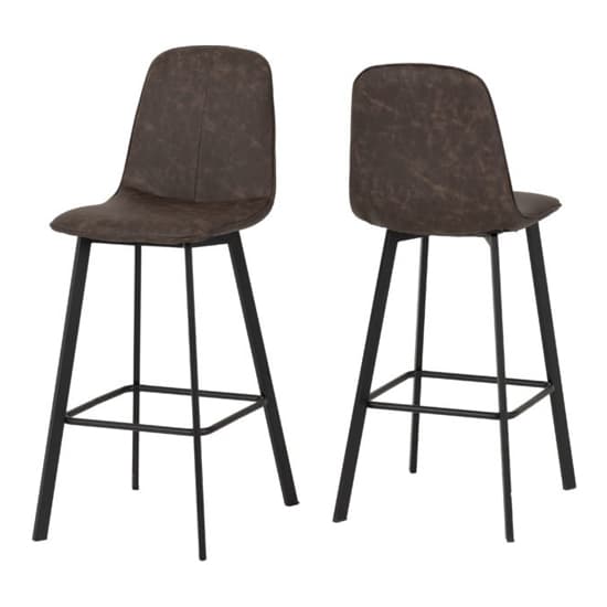 Qinson Brown Faux Leather Bar Chairs In Pair_1
