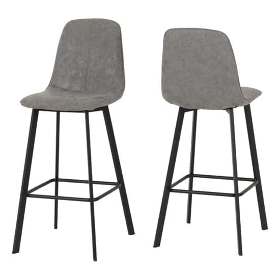 Qinson Grey Faux Leather Bar Chairs In Pair_1