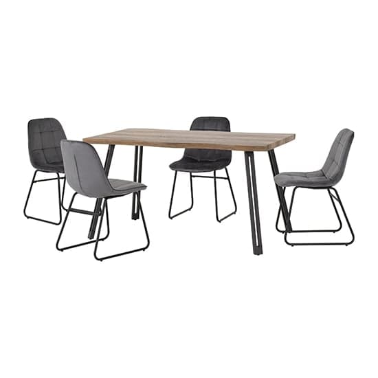 Qinson Wave Edge Dining Table With 4 Lyster Grey Chairs_1