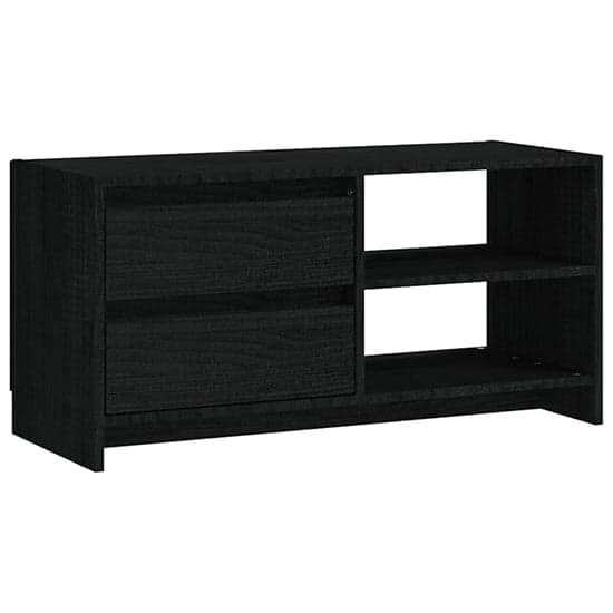 Quana Pinewood TV Stand With 2 Doors 1 Shelf In Black_3