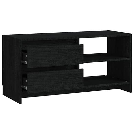 Quana Pinewood TV Stand With 2 Doors 1 Shelf In Black_5
