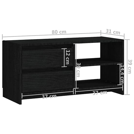 Quana Pinewood TV Stand With 2 Doors 1 Shelf In Black_7