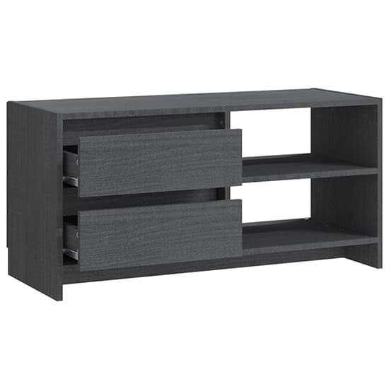 Quana Pinewood TV Stand With 2 Doors 1 Shelf In Grey_5