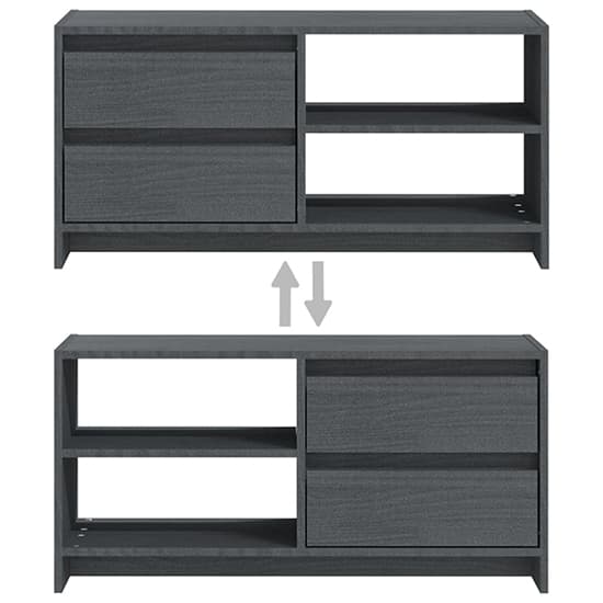 Quana Pinewood TV Stand With 2 Doors 1 Shelf In Grey_6