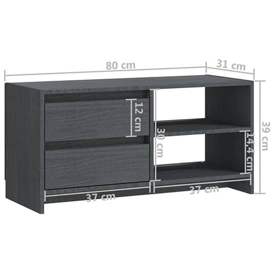 Quana Pinewood TV Stand With 2 Doors 1 Shelf In Grey_7
