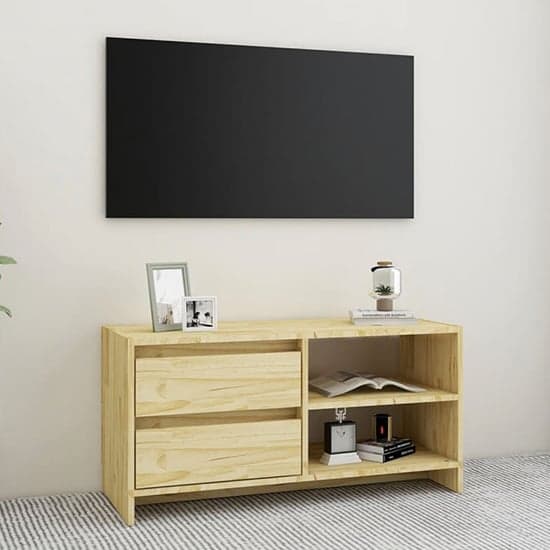 Quana Pinewood TV Stand With 2 Doors 1 Shelf In Natural_2
