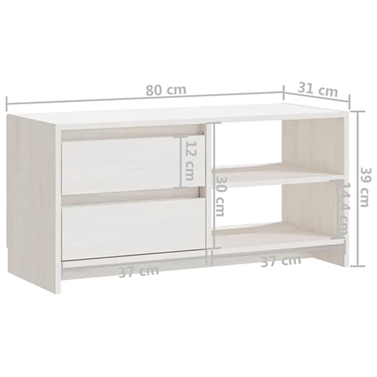 Quana Pinewood TV Stand With 2 Doors 1 Shelf In White_7