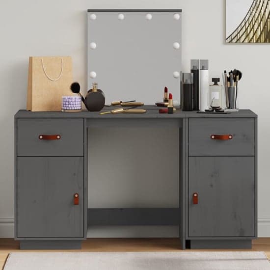 Quella Pinewood Dressing Table In Grey With LED Lights_2