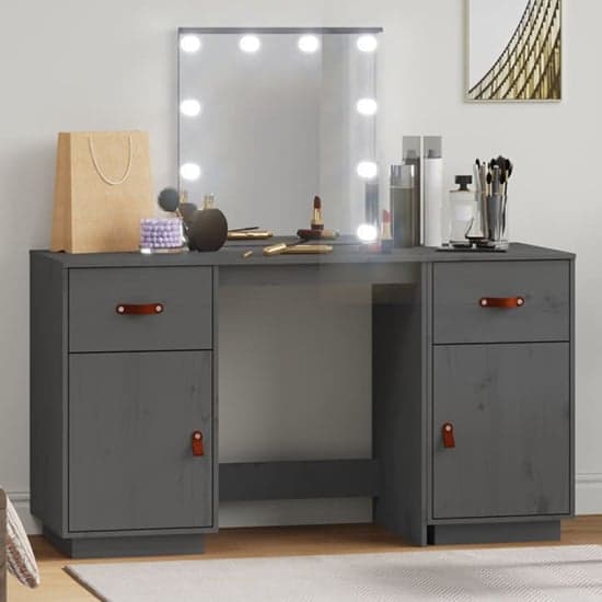 Quella Pinewood Dressing Table In Grey With LED Lights_1
