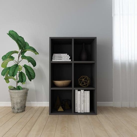 Quena Wooden Bookcase With 6 Compartments In Black_1
