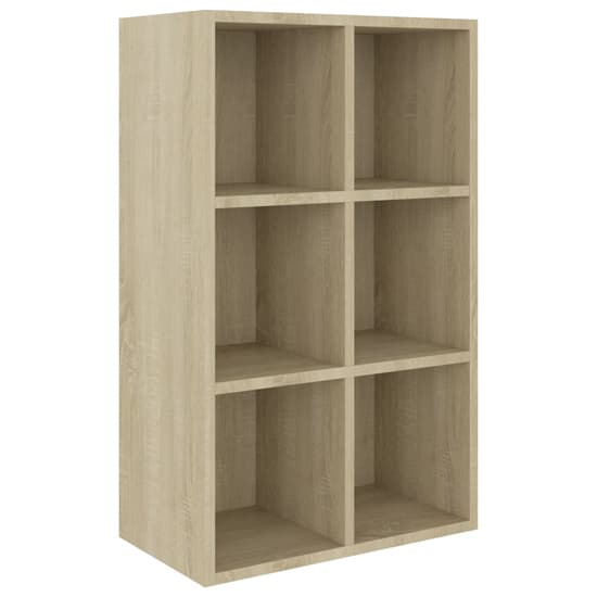 Quena Wooden Bookcase With 6 Compartments In Sonoma Oak_3