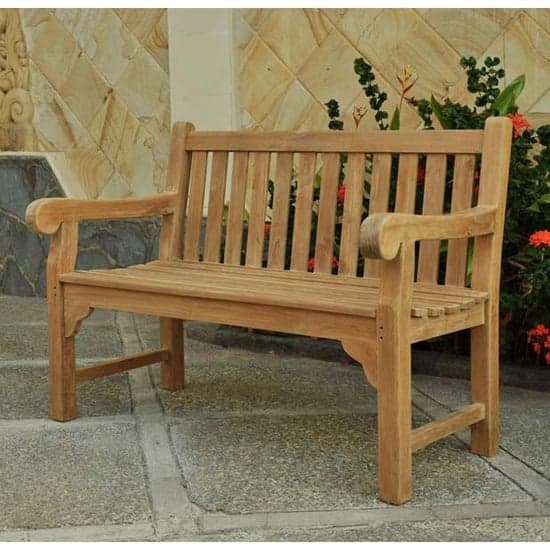 Quin Teak Wooden Garden 2 Seater Bench Teak_1