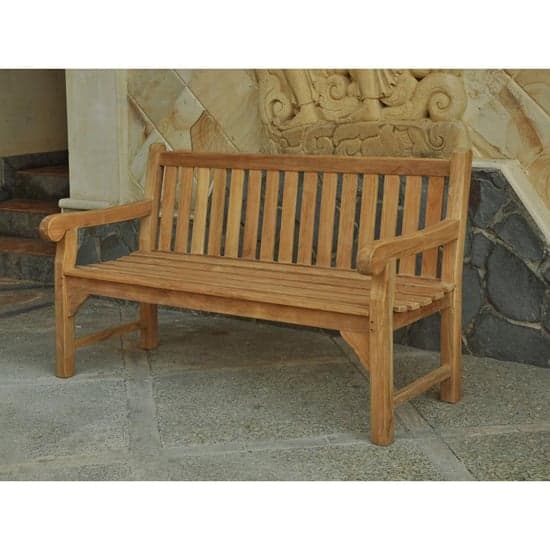 Quin Teak Wooden Garden 3 Seater Bench Teak_1