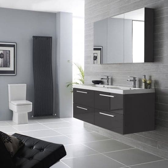 Quincy 144cm Wall Hung Vanity With Basin In Gloss Grey_2