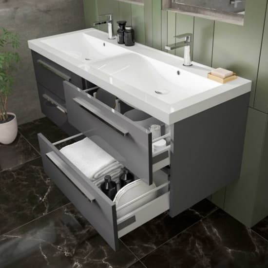Quincy 144cm Wall Hung Vanity With Basin In Gloss Grey_4