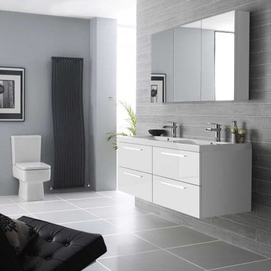 Quincy 144cm Wall Hung Vanity With Basin In Gloss White_2