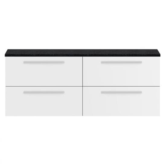 Quincy 144cm Wall Vanity With Black Worktop In Gloss White_1