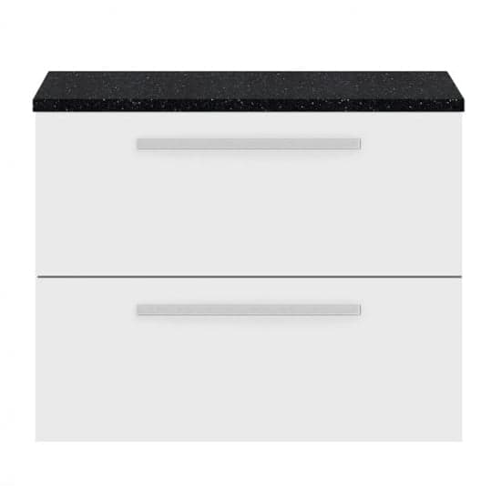 Quincy 72cm Wall Vanity With Black Worktop In Gloss White_1