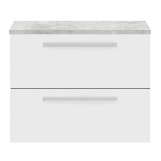 Quincy 72cm Wall Vanity With Grey Worktop In Gloss White_1