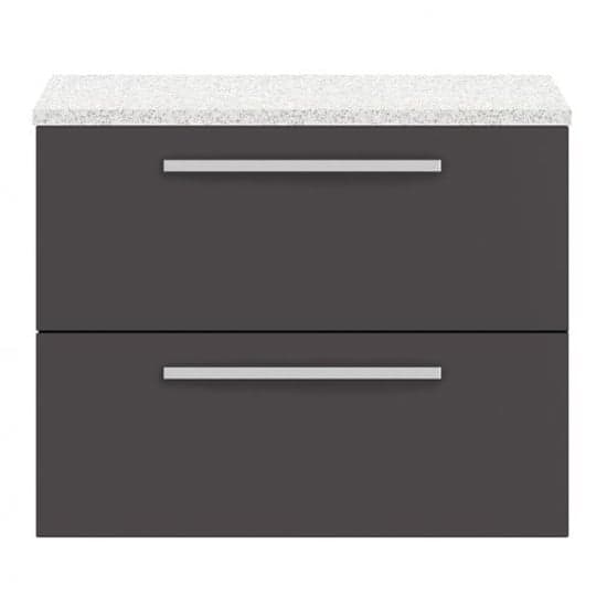 Quincy 72cm Wall Vanity With White Worktop In Gloss Grey_1