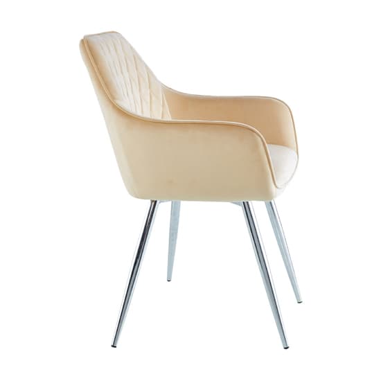 Quincy Champagne Velvet Dining Chairs With Chrome Legs In Pair Furniture in Fashion