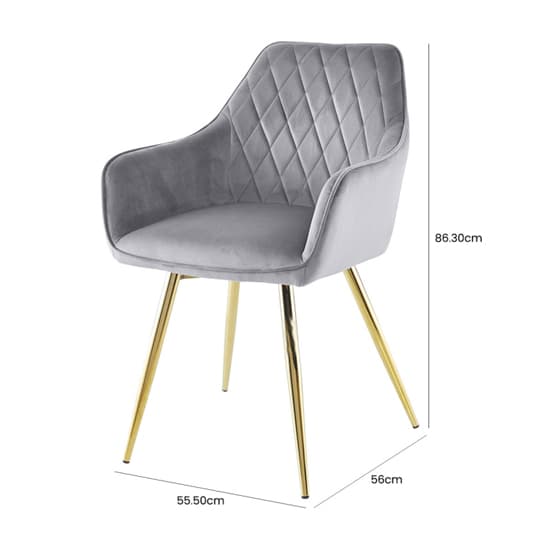 Quincy Grey Velvet Dining Chairs With Gold Legs In Pair_5