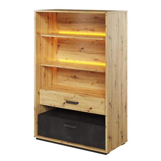 Quincy Kids Wooden Bookcase 2 Shelves In Artisan Oak And LED_1