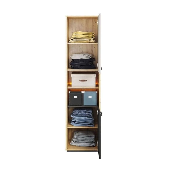 Quincy Kids Wooden Storage Cabinet Tall In Artisan Oak And LED_2