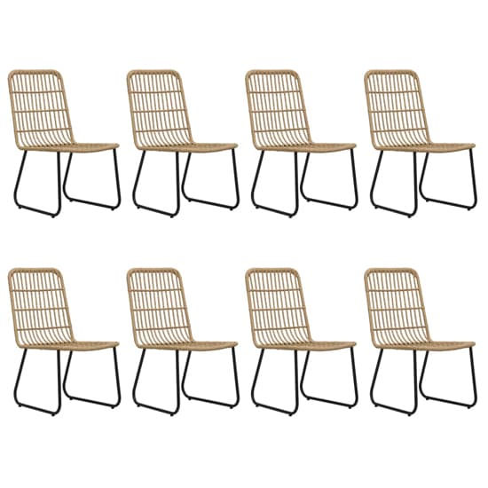 Quincy Large Rattan And Glass 9 Piece Dining Set In Oak Black