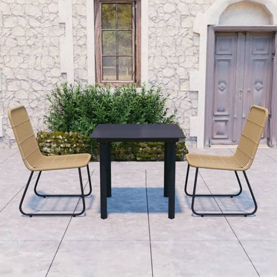 Quincy Small Rattan And Glass 3 Piece Dining Set In Oak Black_1