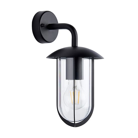 Quinn Outdoor Clear Shade Wall Light In Textured Black_6