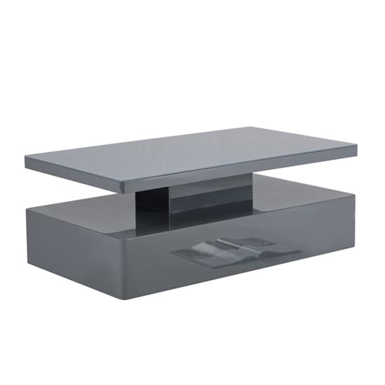 Quinton Glass Top High Gloss Coffee Table In Grey With LED Furniture