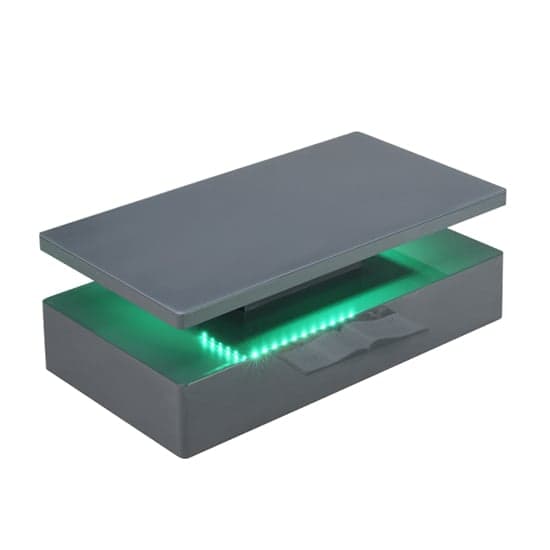 Quinton Glass Top High Gloss Coffee Table In Grey With LED Furniture