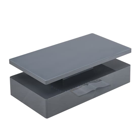 Quinton Glass Top High Gloss Coffee Table In Grey With LED Furniture