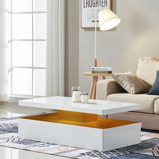 Quinton High Gloss Coffee Table in White With LED Lights_3