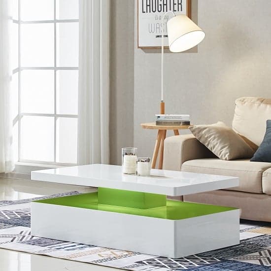 Quinton High Gloss Coffee Table in White With LED Lights_7