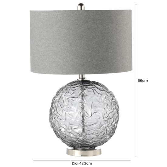 Quito Grey Linen Shade Table Lamp With Clear Black Glass Base_2