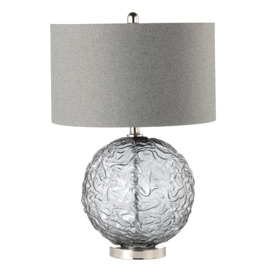Quito Grey Linen Shade Table Lamp With Clear Black Glass Base_1