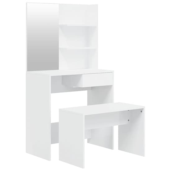 Quito High Gloss Dressing Table Set In White_2