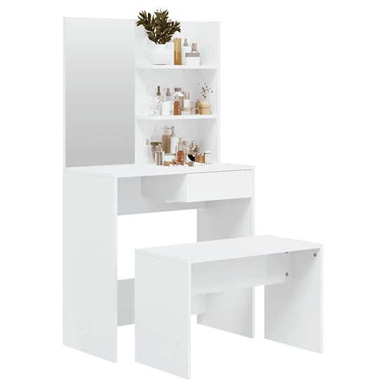 Quito High Gloss Dressing Table Set In White_3